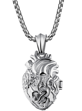 钛钢可打开爱心项链欧美百搭吊坠