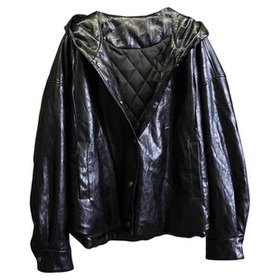 纯色连帽绗棉加厚保暖宽松显瘦皮衣外套冬季新款长袖女装棉衣B972