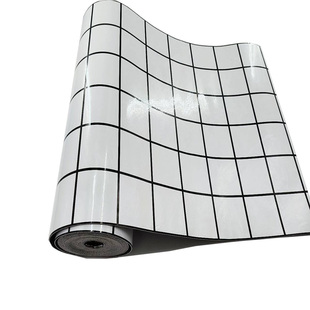 黑白格墙板无缝室内墙裙仿瓷砖墙贴墙围护墙板墙纸自粘商用餐饮店