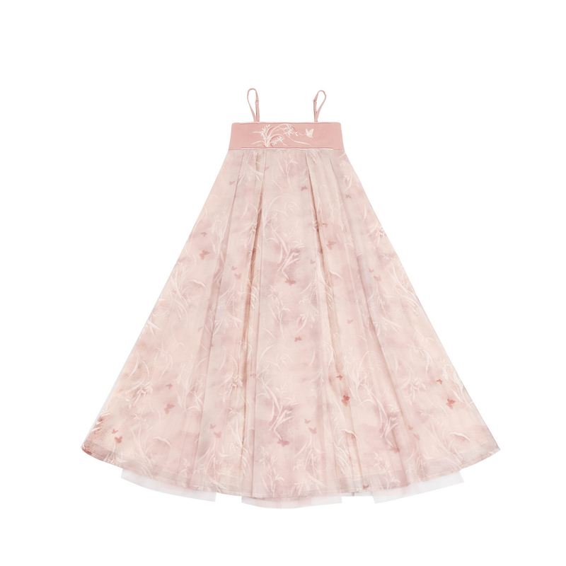 汉尚华莲[兰雾]汉服女改良国风汉元素对襟衫吊带连衣裙温柔套装