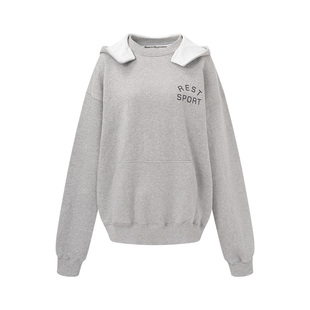 【明星同款】RestandRecreation2025秋季RR宽松设计感连帽卫衣男