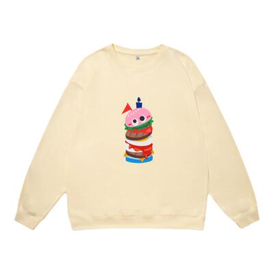 趣味千层汉堡圆领卫衣女