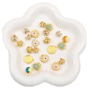 合金龙鳞凤羽翡翠仿玉石小龙小吊坠隔珠手工diy发簪项链手链饰品