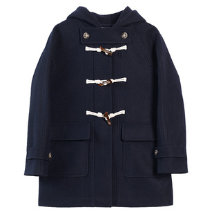 车厘子jk 日系连帽牛角扣大衣女冬季原创学院风加厚长款毛呢外套