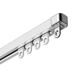 窗帘轨道静音滑轨挂钩滑轮滑道铝合金顶侧装伸缩导轨免打孔窗帘杆