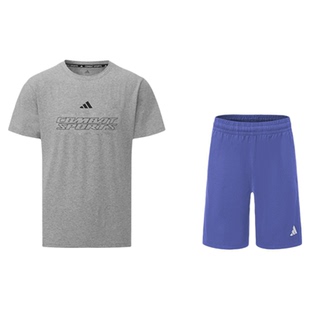 Adidas/阿迪达斯夏季运动套装男士健身跑步打球羽毛球短袖短裤
