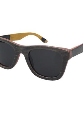 新潮流灰色滑板合成木太阳镜 滑雪滑板木框墨镜