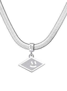 原创设计表情钛钢蛇形锁骨链男女