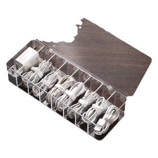 耳机数据线带盖收纳盒电源充电线整理神器手机充电器桌面理线器电子产品优盘手机线盒集分格收纳绕线器防尘盒