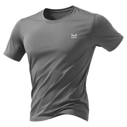 猫人速干短袖跑步t恤男士夏季新款凉感运动透气上衣宽松圆领冰丝