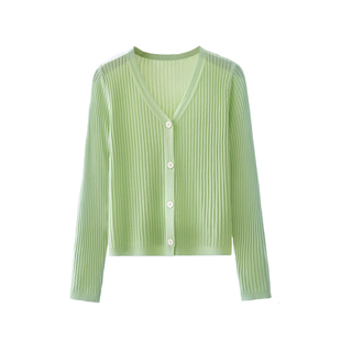 夏季薄款冰丝针织开衫女防晒衫配吊带裙短款小披肩外搭空调衫外套