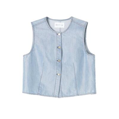 kleeklee闪光牛仔马甲气质上衣