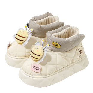 雪地靴女冬季女保暖新款网红可爱厚底防水羽绒布鞋户外包跟棉鞋男