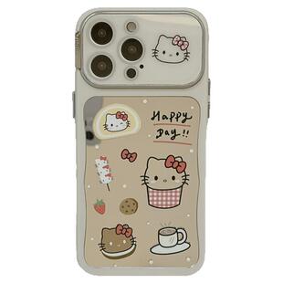 jze 卡通可爱HelloKitty镜子适用iphone16promax手机壳苹果13新款15promax防摔14女小众17带镜头膜全包保护套