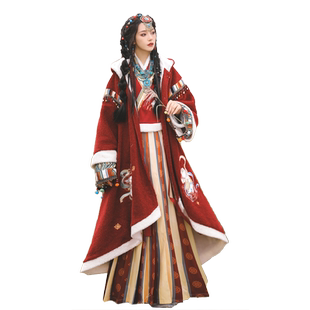 裳云兮国风汉服女【若兮】异域少女藏风汉元素冬款加绒厚斗篷披风