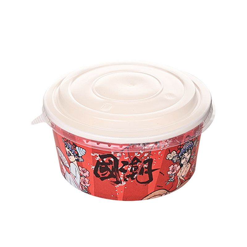 加厚一次性国潮纸碗打包圆形