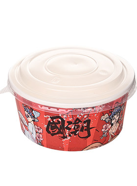 加厚一次性国潮纸碗打包圆形