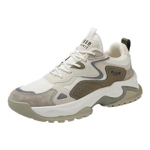 jeep吉普爆款男鞋2026新款春季男士休闲板鞋透气厚底运动老爹鞋男