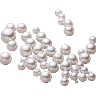 珍珠diy材料仿真装饰米白珠子串珠饰品配件手工abs仿珍珠散珠有孔