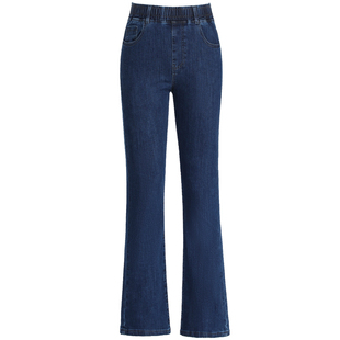 松紧腰微喇加绒加厚牛仔裤女小个子显瘦显高九分裤冬季新款裤子