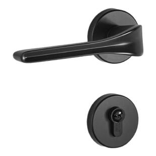 固特黑色卧室门锁带反锁卫生间书房通道锁家用简约卧室室内门把手