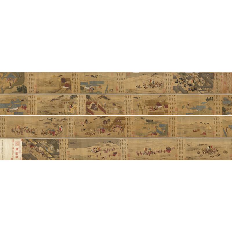 胡笳十八拍文姬归汉图卷复古书画横幅人物国画真迹微喷仿古装饰画