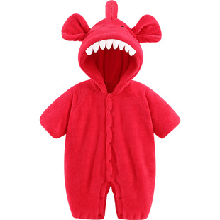 Aengbay婴儿新年连体衣冬加厚棉服保暖棉袄红色可爱宝宝衣服拜年