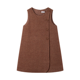 MUCMUKN【焦糖暖冬】质感格纹30羊毛呢连衣裙子新年女童25冬新款