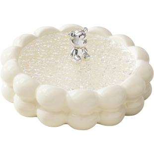 奶油风干果盘收纳盒分格带盖糖果零食盘陶瓷水果盘轻奢高档高级感