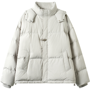 CAKUNTA 蓬松柔软高充绒量定番飞机扣短款羽绒服 廓形落肩面包服