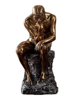 创意人物雕塑思考者沉思者摆件客厅书房样板房办公室装饰品小摆设