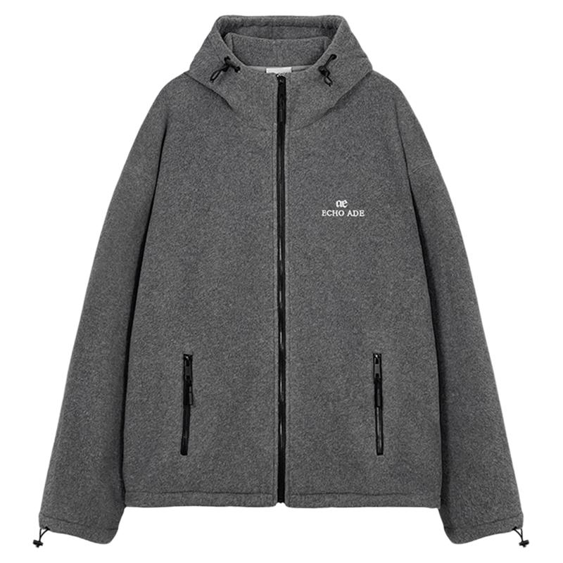 [新品]ECHOADE 25冬季独特时装廓形宽松立领连帽设计摇粒绒外套