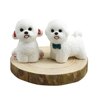 比熊犬公仔陶瓷摆件桌面工位礼物