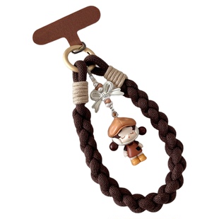 泡泡玛特sp萌粒手机挂绳链正版包挂件手工编织棉手绳可爱好看Molly串珠挂坠原创手腕款發财麻将挂饰潮垫片壳