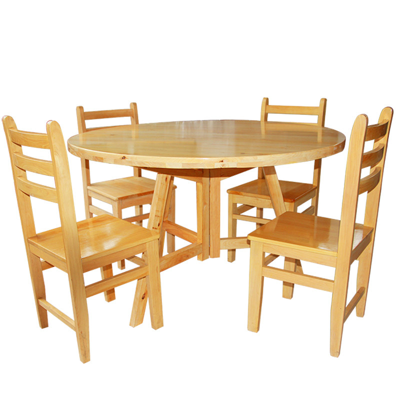 中式全实木圆桌餐桌椅组合家用香柏木饭桌现代简约可折叠摆摊桌子