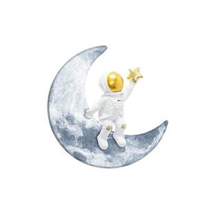 登月摘星卧室儿童房装饰画现代床头背景墙壁氛围灯宇航员卡通挂画