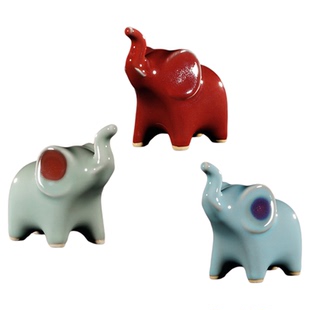 钧瓷大象摆件对象招财桌面装饰国风文创窑变入户玄关乔迁新居礼品