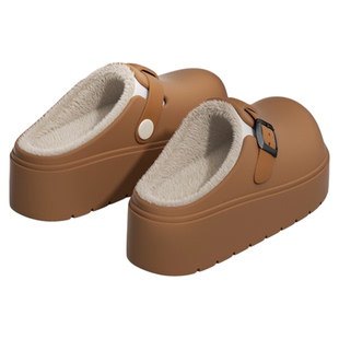 防水棉拖鞋女士冬2025新款室内家居防滑厚底增高保暖毛绒拖鞋外穿