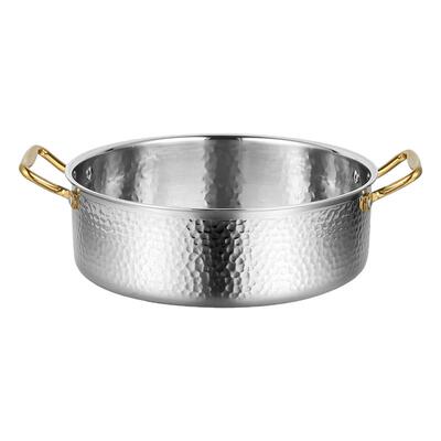 锤纹加厚三层复合底汤锅双炉通用