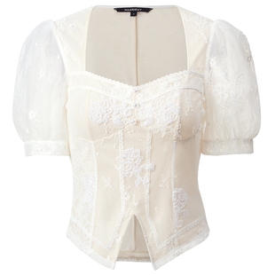 【奥莱】MAXRIENY宫廷感轻盈飘逸鱼骨结构上衣女