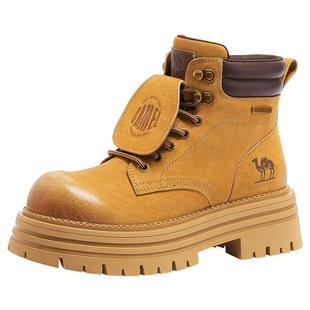 骆驼马丁靴女鞋2025春季户外登山鞋短靴时装靴工装厚底大黄靴