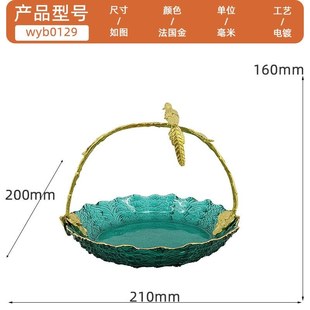 bird 复古铜制欧式 饰果盘摆件Magpie 装 喜鹊立枝琉璃提篮 家居美式