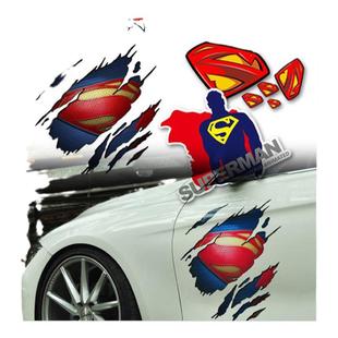 钢铁侠抓痕美国队长超人SUPERMAN个性车贴档风贴侧门遮挡划痕贴纸