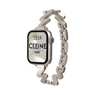 适用iwatchs9手表带11小众s10创意s8s7女款苹果6手表带5高级感applewatchs9新款手表链iwatchse金属夏天质感