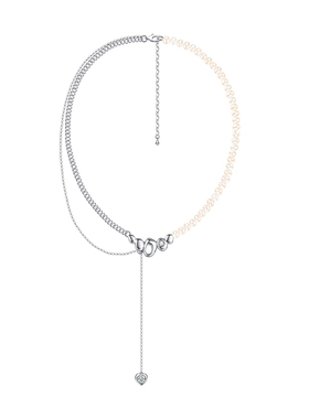 蜜桃陷阱爱心淡水珍珠抽拉式链条