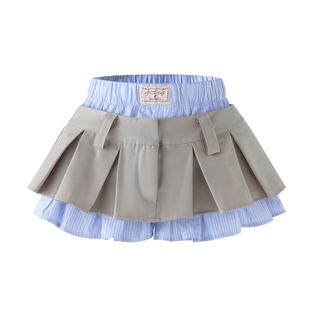 FTT Flythetruth双层半身裙女款夏款新款休闲Miu风辣妹百褶裙短裙
