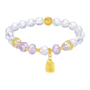 周大生白月光白水晶手串纯银女生国风新中式手饰生日礼物送女友