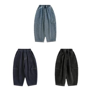 幼悠男童2025新款柔软耐磨加绒牛仔裤冬季时尚萝卜裤保暖儿童裤子