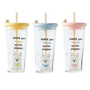 卡罗特高硼硅玻璃杯带吸管女生高颜值咖啡办公室学生可爱水杯子