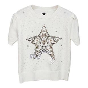 2025法式小香风重工刺绣五角星针织衫女圆领长袖毛衣外穿套头上衣